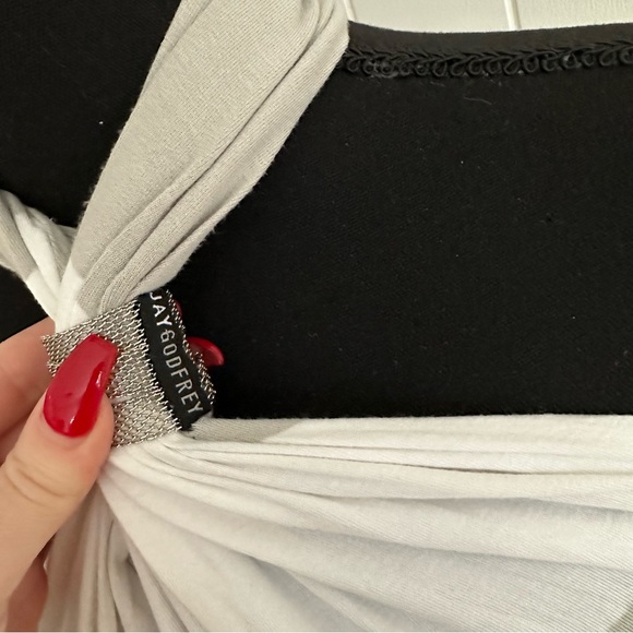 JAYGODFREY Grey and White Horizontal Striped Maxi Dress - Picture 14 of 14